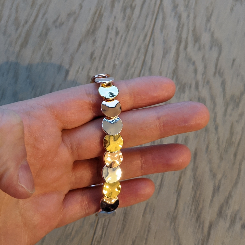 J crew STACKED CIRCLE STRETCH BRACELET multi tone